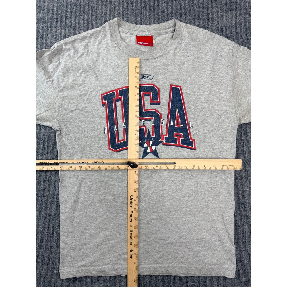 Vintage Reebok USA Basketball T Shirt Small Gray Graphic Tee Y2K 90s Mens - Picture 6 of 9
